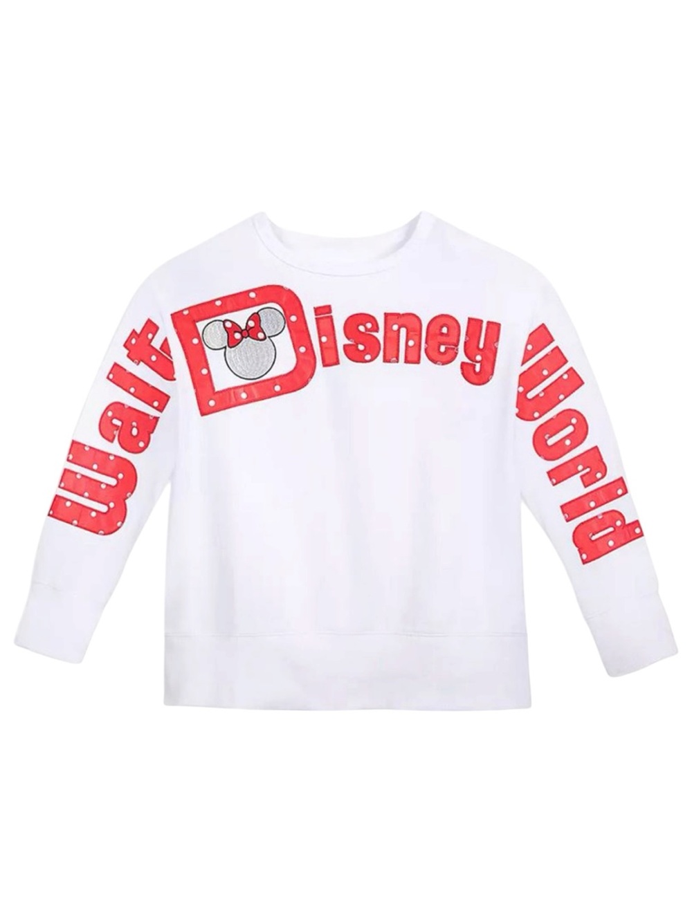 NWOT Disney Parks Walt Disney World Minnie Mouse White Pullover sweatshirt Sz S